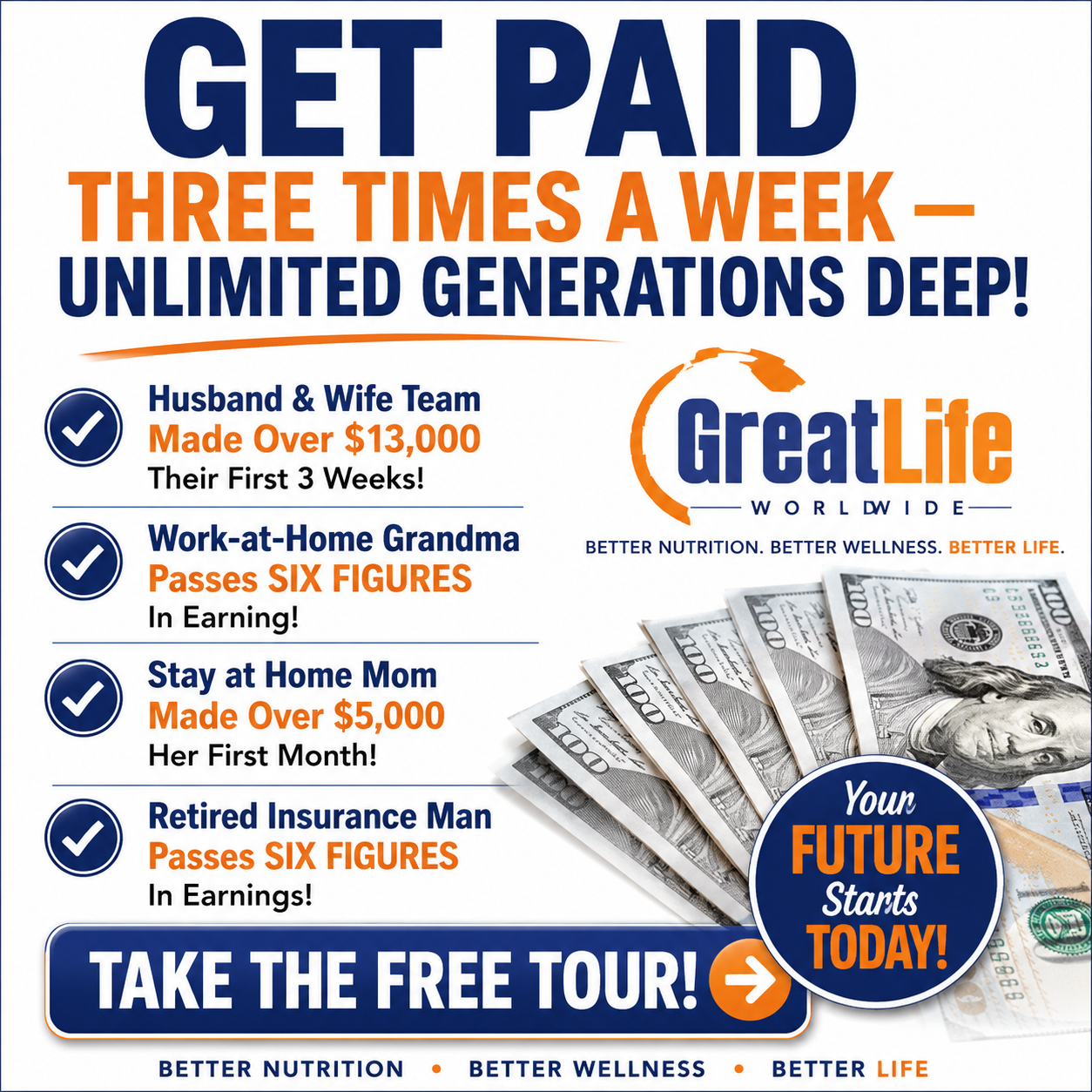 GET PAID THREE TIMES A WEEK